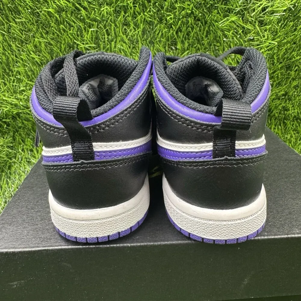 Nike Air Jordan Retro 1 Mid Dark Iris Black/Purple Toddler 8c Sneaker Shoes